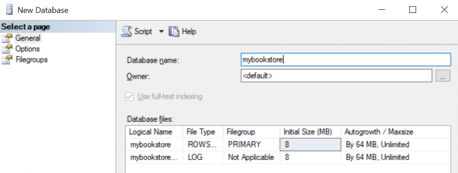 Creating a mybookstore database in SQL Server – CODE
